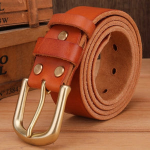 solid brass buckle 2025/26 full grain 100% genuine leather mens belts luxury hot designer high quality womens cowboy brown natural