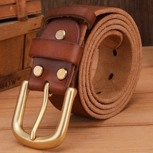 solid brass buckle 2025/26 full grain 100% genuine leather mens belts luxury hot designer high quality womens cowboy brown natural