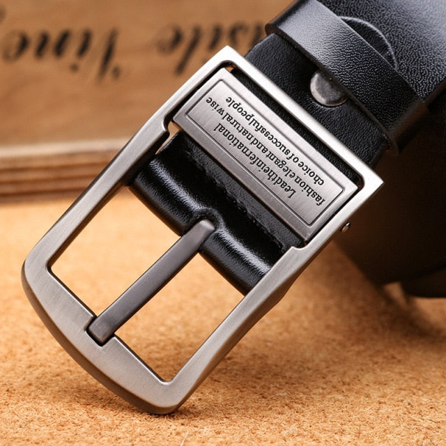 Men Luxury Top Quality 100% Genuine Leather Belts for Male Strap Metal Pin Buckle Luxury 2022 Famous Brand Design Belt