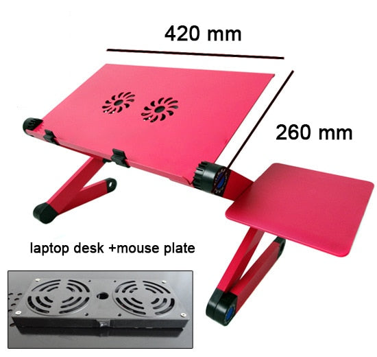 Cooling Fan Laptop desk Portable Adjustable Foldable Computer Desks Notebook Holder tv bed PC Lapdesk Table Stand With Mouse Pad