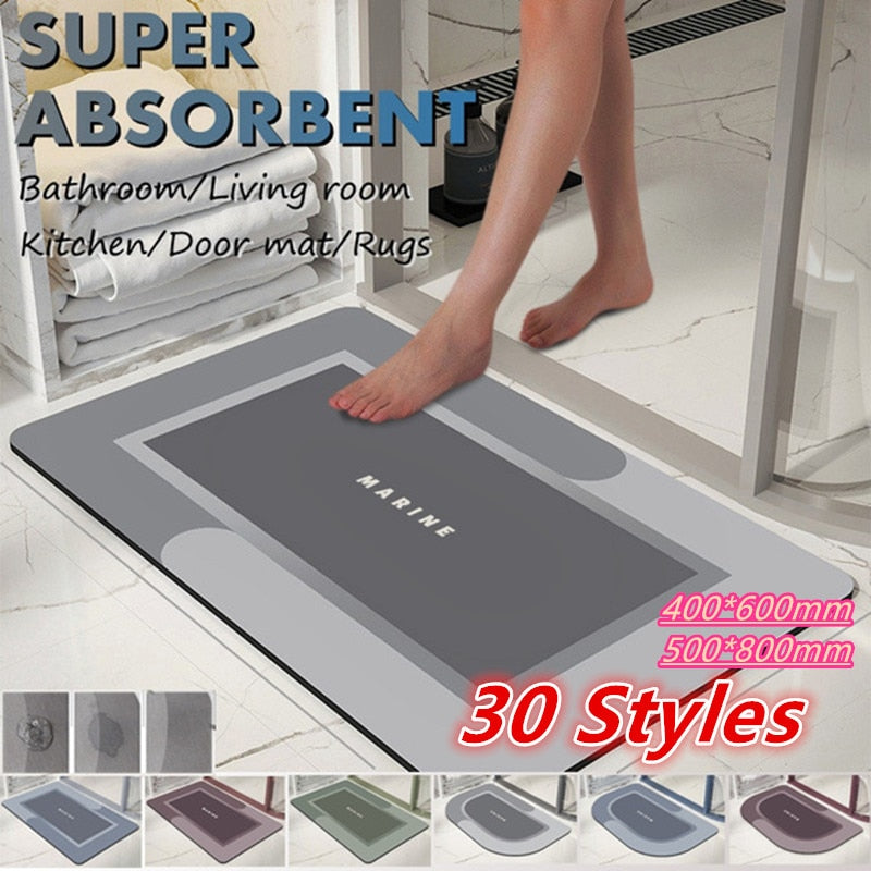 Super Absorbent Floor Mat Anti Slip 30 Colors Quick Drying Bathroom Mat Floor Carpet Easy To Clean Home Oil Proof Kitchen Mat