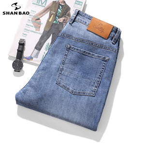 SHAN BAO 2025/26 Spring/Summer New Brand Straight Loose Lightweight Stretch Jeans Fashion Casual Youth Mens Thin Denim Jeans