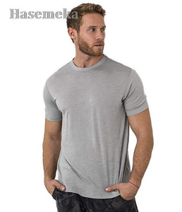 2025 Men's Merino Wool T Shirt Base Layer Wool Tee 100% Shirt Men 170grm Breathable Anti-Odour S to XXL