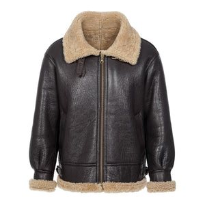 New Mens Sheepskin With Wool Lining Fabric Coat High Quality Mens Winter Jacket