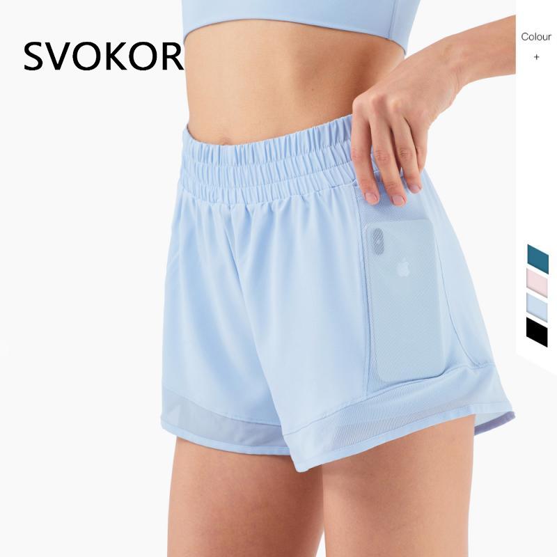 SVOKOR Ladies Yoga/Fitness Shorts With Elastic High Waist, Front Facing Pockets and incorporating an Antibacterial Mesh Lining