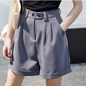 KOUD Ladies Stylish and Fashionable Loose Fit Wide Leg Dress Shorts With Lined Pockets