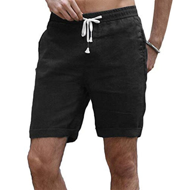 New for 2025/26 Mens Cotton Linen Summer Shorts  Loose fit Breathable Solid Pockets Drawstring Linen Trousers Streetwear Hombre