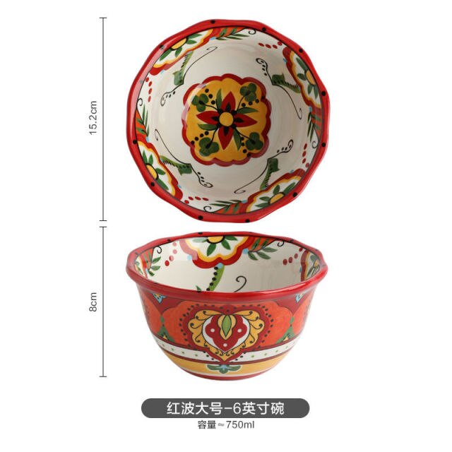 Bohemian Beautifully Hand-Painted Ceramic Tableware Individual Bowls