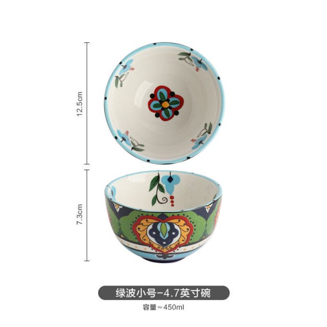 Bohemian Beautifully Hand-Painted Ceramic Tableware Individual Bowls