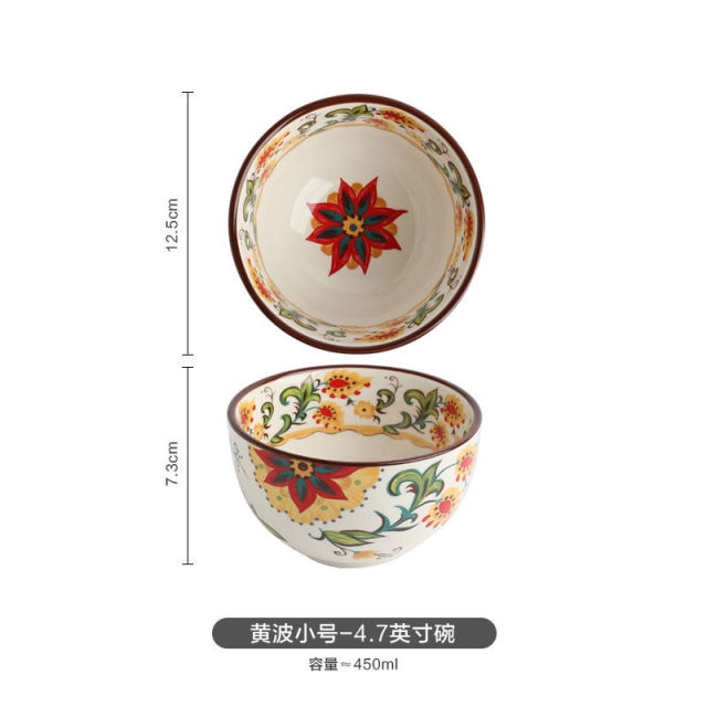 Bohemian Beautifully Hand-Painted Ceramic Tableware Individual Bowls