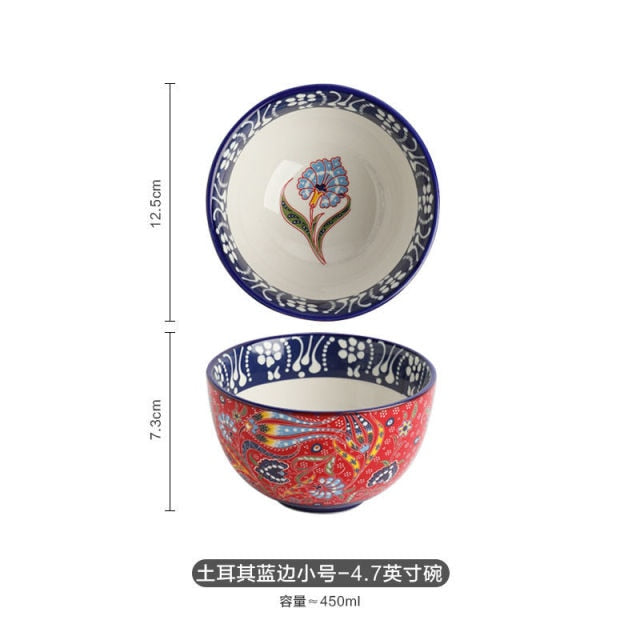 Bohemian Beautifully Hand-Painted Ceramic Tableware Individual Bowls