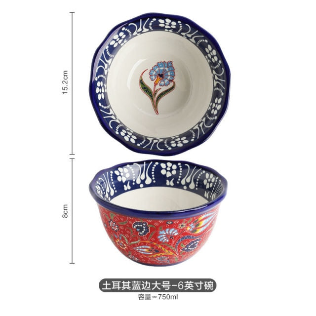 Bohemian Beautifully Hand-Painted Ceramic Tableware Individual Bowls