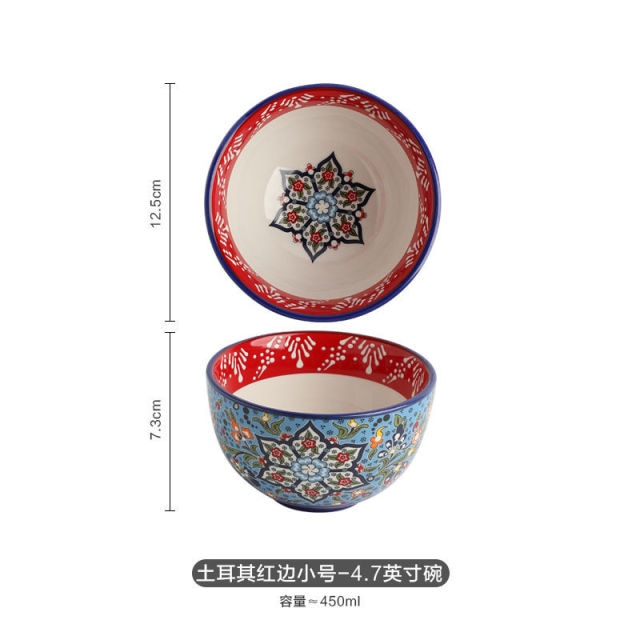 Bohemian Beautifully Hand-Painted Ceramic Tableware Individual Bowls