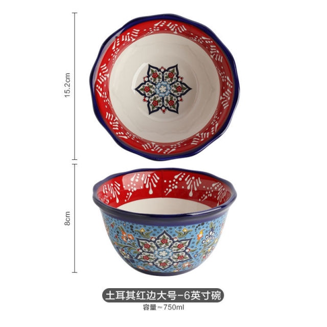 Bohemian Beautifully Hand-Painted Ceramic Tableware Individual Bowls