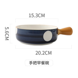 Artisan Japanese-Style Hand-Painted Single-Handle Porcelain Ceramic Bowl