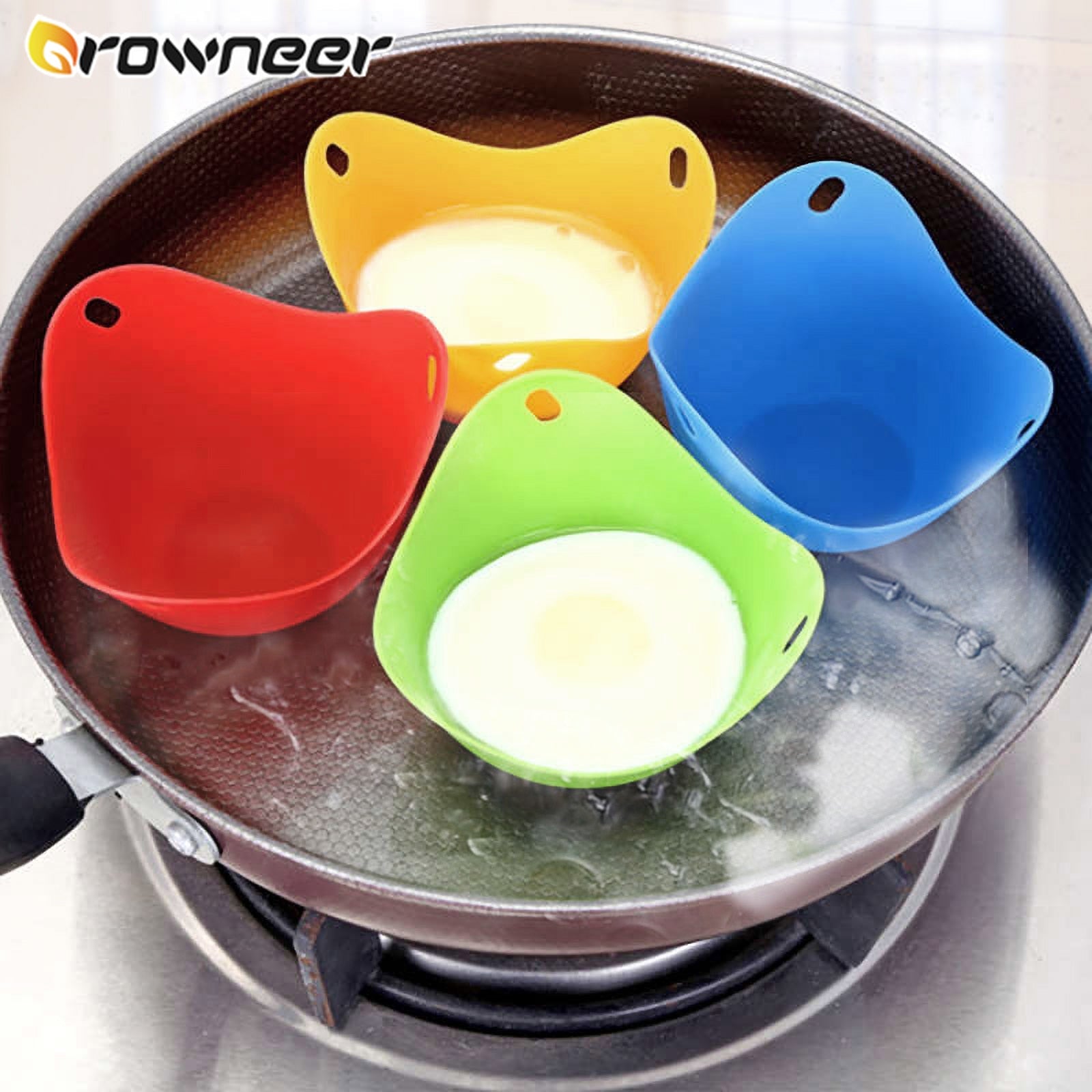 Trendy Eco- Friendly Silicone Egg Poacher available in Green Red Orange or Blue