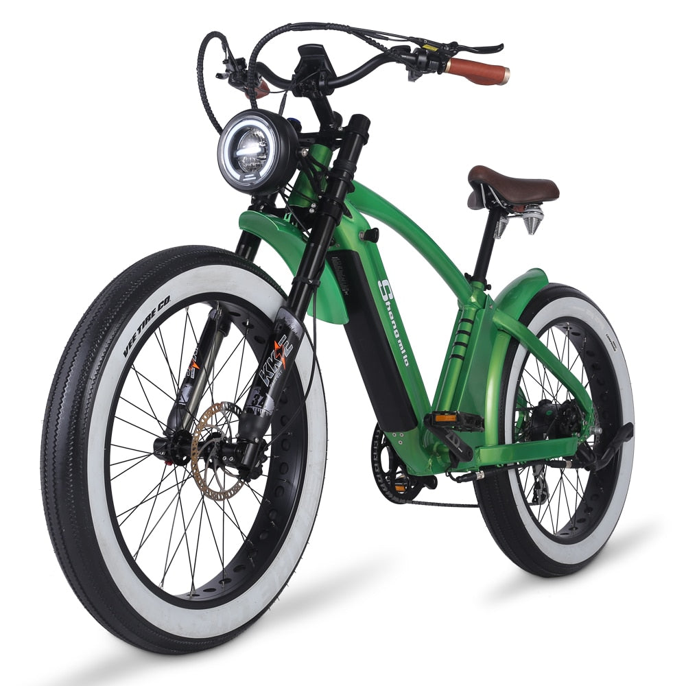 Notting Hill MX-04 "London Moped" Electric E-Bike 1000W Motor with 48V Lithium Battery Road/Mountain/Snow/Beach Ebike Electric Bicycle with 26" Wheels and 4.0 Fat Tyrese e bike e mountain bike