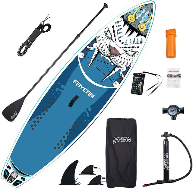 Surf SUP Board Inflatable Stand Up Paddle Board SUP Dimensions 10.5 feet x 33 inches x 6 inches includes Pump Paddle Backpack Coil Leash Waterproof Case