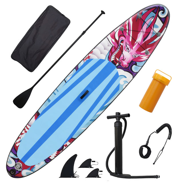 Surf SUP Board Inflatable Stand Up Paddle Board SUP Dimensions 10.5 feet x 33 inches x 6 inches includes Pump Paddle Backpack Coil Leash Waterproof Case