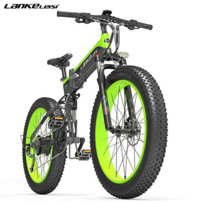 LANKELEISI Electric Bicycle Folding 48V 1000W 10.4Ah 13Ah Lithium Battery Assisted Mountain Bike 27 Speed 26inch Fat Tire Ebike