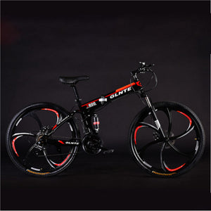 Folding Mountain Bike 26 Inches 21 Speeds 24 Speeds 27 Speeds Six-Knife Wheel Double Disc Brake Adult Cross Country