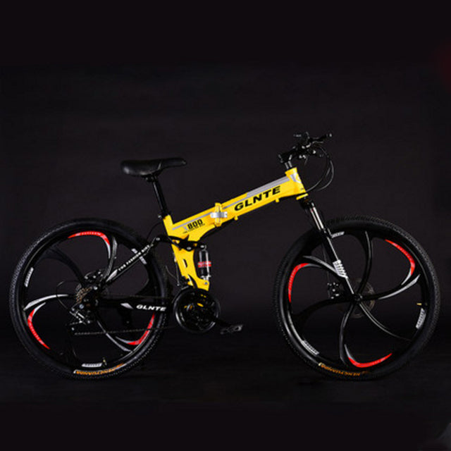 Folding Mountain Bike 26 Inches 21 Speeds 24 Speeds 27 Speeds Six-Knife Wheel Double Disc Brake Adult Cross Country