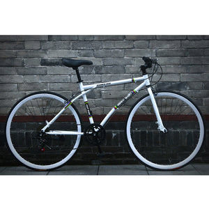 26 Inch Road Bike Fixed Gear Bicycle Disc Brakes Speed Solid Tire Net Red Bicycle Racing Students Adult Men And Women