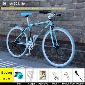 26 Inch Road Bike Fixed Gear Bicycle Disc Brakes Speed Solid Tire Net Red Bicycle Racing Students Adult Men And Women